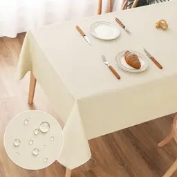 AooHome Abwaschbare Tischdecke Beige 140x240cm - Wasserabweisend mit Lotuseffekt für Wohn- und Esszimmer, Balkon, Garten