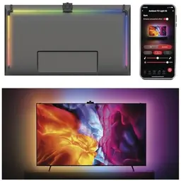 EMOS Smarte TV Hintergrundbeleuchtung für 55“ TV - RGBIC LED Light Tubes mit Kamera, WiFi, Appsteuerung und Sprachassistenten
