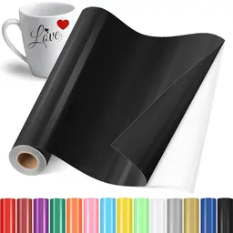 YAFLC Selbstklebende Plotterfolie Schwarz 30.5x400cm - Ideal für DIY Geschenke und Dekoration