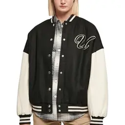 Urban Classics Damen Oversized College Jacke schwarz/weiß XL