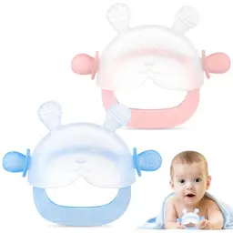 Kaisibum 2er Set Beißring für Babys – Silikon Zahnungshilfe und Fäustling Spielzeug