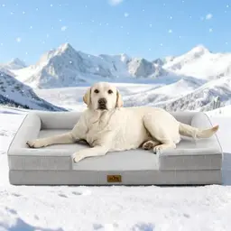 COZY KISS Kühlendes orthopädisches Hundebett für große Hunde, waschbar, selbstkühlend, grau, XL (112x81x18cm)