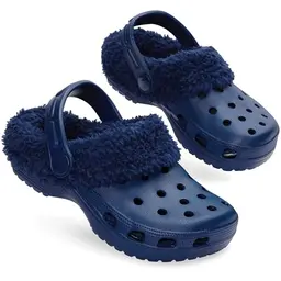 CityComfort Kinder Hausschuhe mit Sherpa-Futter, Größe 27-33, Marine, mit Riemen – Perfekt für Mädchen im Winter