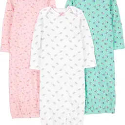 Carter's Simple Joys Babys Nachthemd, 3er Pack, Baumwolle, Pink/Mint/Weiß