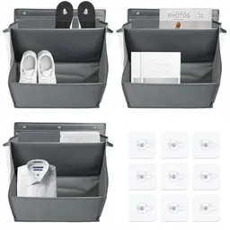 Zuxbolf Schuhregal für Wohnmobile - Hängender Schuhorganizer aus Oxford Stoff mit 3 Taschen (Grau)