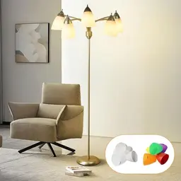 Depuley LED Stehlampe 5 Flammig - Moderne Vintage Leselampe in Schwarz für Wohnzimmer, Büro und Schlafzimmer