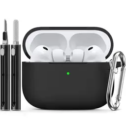 Inesore AirPods Pro 3 Hülle mit Reinigungsset, Silikon Schutzhülle - Schwarz