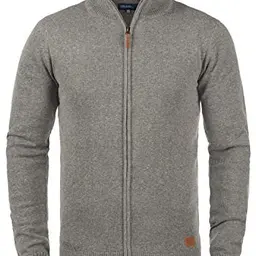 Herren Cardigan mit Stehkragen und Reißverschluss, Baumwollmischung, Größe: 3XL, Farbe: Zink Mix