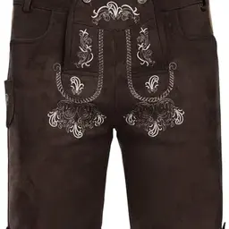 AMZHOTER Trachtenhose Kurz Mann Braun für Oktoberfest mit Hosenträger Größe 54
