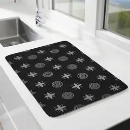 Vinlley Spülmatte 30x40 cm – Rutschfeste, wasserabsorbierende Abtropfmatte für Küche, Schwarz Grau, 2er Pack