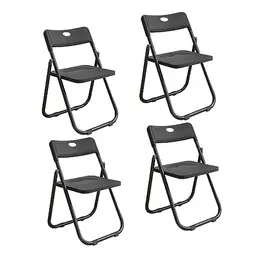 LeChamp Klappstühle, 4er Set, für Innen- und Außenbereich, ideal für Büro, Hochzeit und Partys, Schwarz