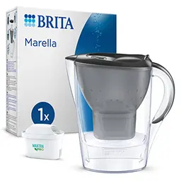 BRITA Wasserfilter-Kanne Marella graphit (2,4l) mit MAXTRA PRO Kartusche – Tischwasserfilter für reines Trinkwasser