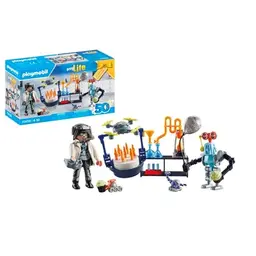 PLAYMOBIL myLife 71450 Forscher mit Robotern – Wissenschaftsparty im Labor, inkl. Drohne und Zubehör, ab 4 Jahren