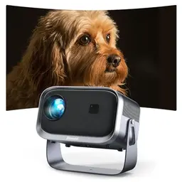 Jimveo Sky Beamer 1080P Mini Beamer mit 360° Trapezkorrektur, WiFi6, Bluetooth - Perfekt für Heimkino