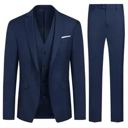 Slim Fit Anzug Herren 3-teilig für Business und Hochzeit – Marineblau, Größe XL