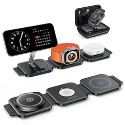 JARGOU Faltbares kabelloses Reiseladegerät, 3 in 1 Ladestation für iPhone, iWatch & AirPods
