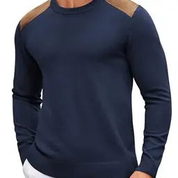 COOFANDY Herren Pullover Rundhalsausschnitt Langarm Casual Dunkelblau Größe L