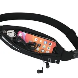 Laufgürtel für Damen und Herren - Moderne Hüfttasche zum Joggen, kompatibel mit Smartphones bis 6,5 Zoll, Schwarz