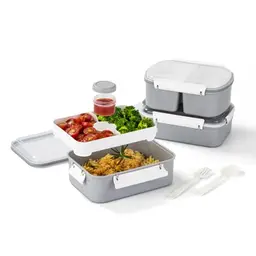 Lille Home Lunchboxen Set, 3er-Pack große Bento-Boxen für Salate und Snacks, mikrowellengeeignet