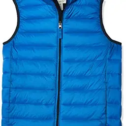 Amazon Essentials Jungen wasserabweisende Daunenweste mit Kapuze, Kobaltblau, 6-7 Jahre