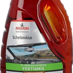 NIGRIN Performance Scheibenklar Fertigmix Leather & Cookie, 3L - Reinigungszusatz für Autoscheiben & Scheinwerfer, entfernt Schmutz & Insekten, für klare Sicht, ab 5°C