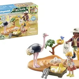 PLAYMOBIL Wiltopia 71296 Zu Gast bei Papa Strauß – nachhaltiges Spielzeug für Kinder ab 4 Jahren