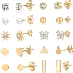 VEEDOFA Gold Ohrring Set - Silber 925 Ohrstecker