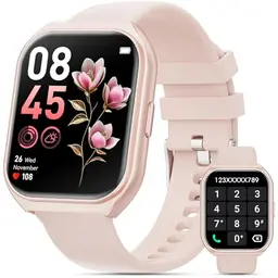 Smartwatch für Männer und Frauen, 1.85" HD Fitnessuhr mit Telefonfunktion, IP68 wasserdicht, für Android & iOS (Rosa)