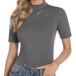 Totatuit Damen Rollkragen Kurzarm Strickpullover für alle Jahreszeiten