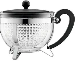 Bodum Chambord Teekanne 1,5 L mit farbigem Deckel und transparentem Filter, schwarz