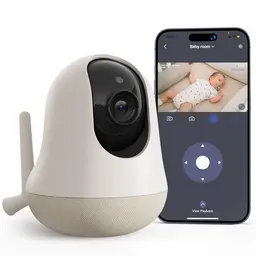 Nooie Babyphone mit Kamera, 2K, Temperaturüberwachung, WLAN, Nachtsicht, Zwei-Wege-Audio, KI-Tracking