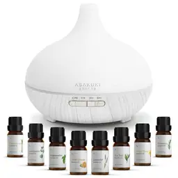 ASAKUKI Aroma Diffuser 300ml mit 8 ätherischen Ölen, 14 Farben LED, ideal für Yoga und Zuhause, leise 23dB