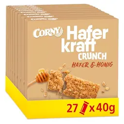 Corny Haferkraft Crunch Vollkorn Müsli-Riegel with Honig – Energiereicher Snack für unterwegs, 27 x 40g