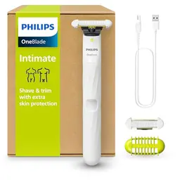Philips OneBlade Intimate - Elektrischer Intimrasierer und Trimmer für Männer und Frauen, inkl. SkinProtect Klingen und Trimmaufsatz, QP1924/30