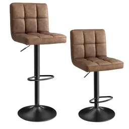 SONGMICS Barhocker 2er Set, höhenverstellbare Drehstühle mit PU-Bezug, Esszimmer, Tresen, walnussbraun