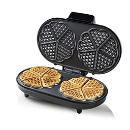 Bestron Waffeleisen für Herzwaffeln, 1.200 Watt, Antihaftbeschichtung, Kupfer