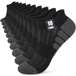Stoeury 10 Paar Sneaker Socken Herren & Damen, Sportsocken, Schwarz, 43-46