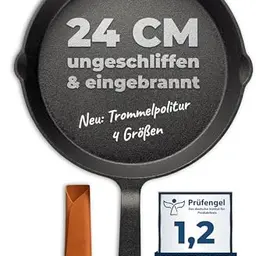 TECOR Gusseisenpfanne 24 cm - Universelle Antihaft-Pfanne für Induktion - Langlebig und hochwertig