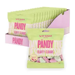 Pändy Fluffy Clouds Gummibärchen ohne Zucker - 14x50g - Fast zuckerfreie, kalorienarme Fruchtgummis