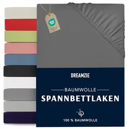 Dreamzie Spannbettlaken 180x200cm - Anthrazitgrau - 100% Baumwolle