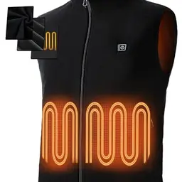 Burngogo Beheizbare Weste für Herren und Damen mit 6 Heizzonen und 3 Temperaturstufen, Schwarz (Ohne Powerbank)