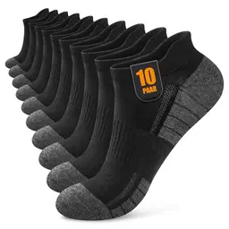 Effet Sneaker Socken 10 Paar Herren & Damen, Atmungsaktive Baumwollsportsocken, Kurzhalbsocken, Schwarz, Größe 39-42