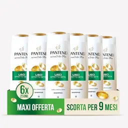 Pantene Pro-V Glattes Seidenshampoo, 6 x 250 ml – Für glattes, gesundes Haar, ohne Silikone und Farbstoffe