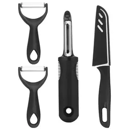 Frepxzlk Kartoffelschäler Set, 4 Stück Y-Form, rutschfest, Schwarz
