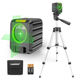 Huepar Kreuzlinienlaser mit Stativ - 30m, selbstnivellierend, ideal zum Aufhängen von Bildern und Fliesen inkl. Tasche