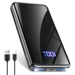 Power Bank 20000mAh mit Schnellladefunktion und LED Display, kompatibel mit iPhone und Samsung Galaxy