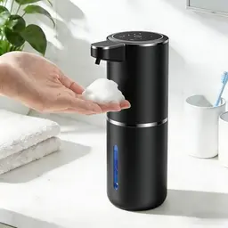 Fantictas Automatischer Seifenspender mit Infrarotsensor, 380ml, USB Wiederaufladbar, IPX5 Wasserdicht für Bad und Küche - Silber