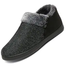 Mishansha Herren Hausschuhe Plüsch Warm Mokassin Pantoffeln Memory Foam Schwarz 39