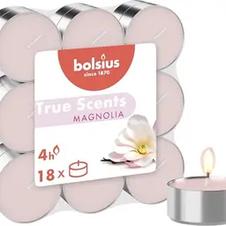 Bolsius True Scents Teelichter, Magnolie, 4 Stunden Brenndauer, 18 Stück