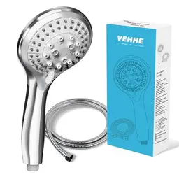 VEHHE Duschkopf mit 1,5m Schlauch, 5 Strahlarten, hochdruck, wassersparende Handbrause für Erwachsene und Kinder
